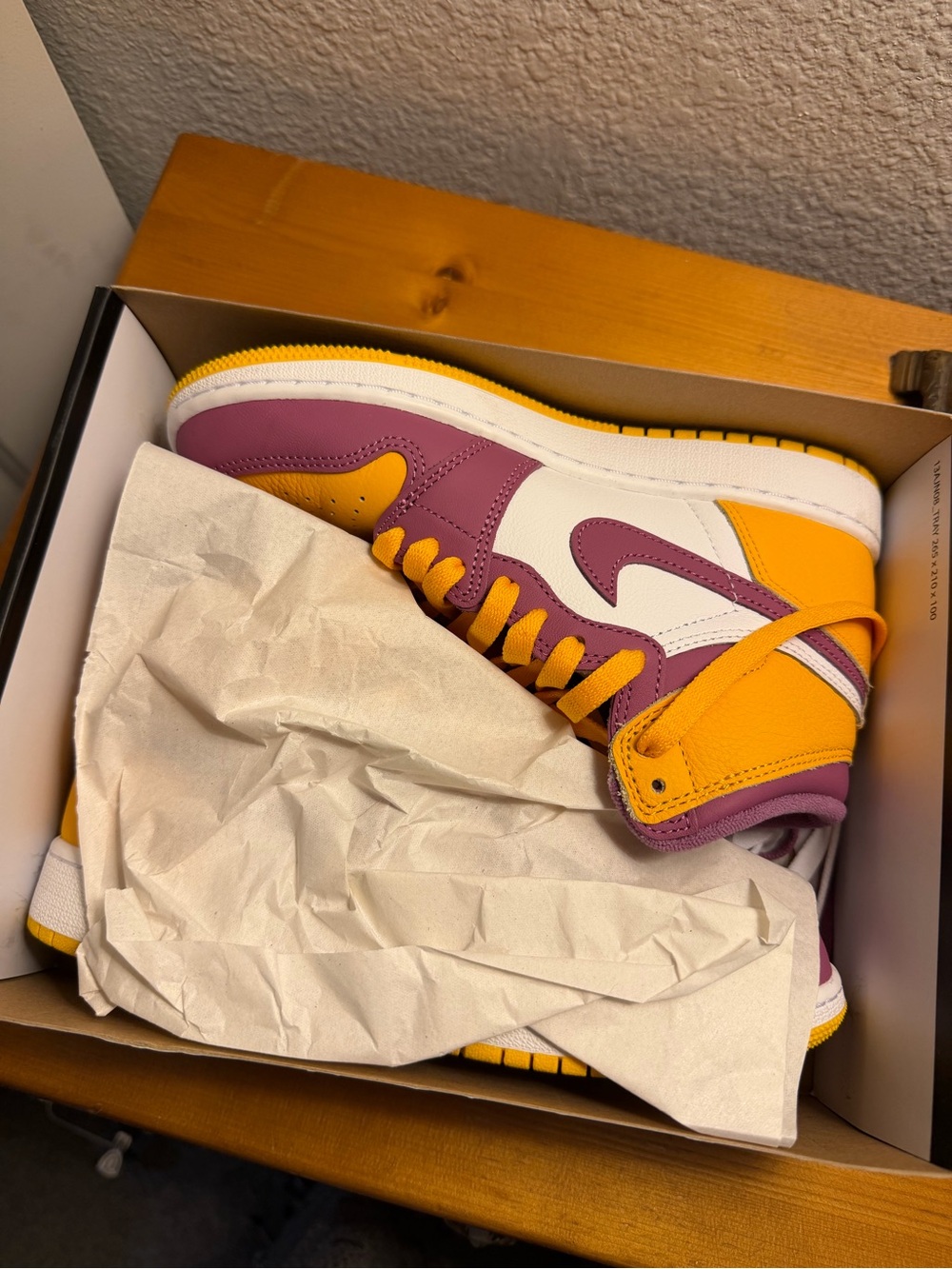 Nike Kids' High-Top Sneakers in Purple, Yellow & White